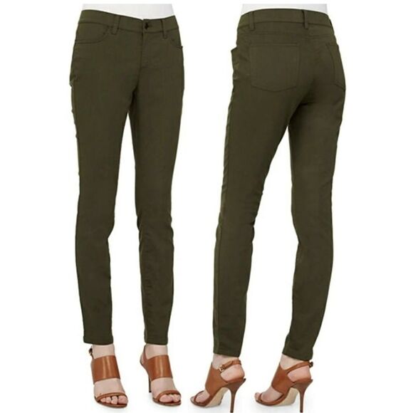 EILEEN FISHER 2P Petite Green Brown Stretch Slim Jeans Leggings